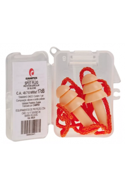 Protetor auricular plug em silicone Spot Plug laranja - Camper
